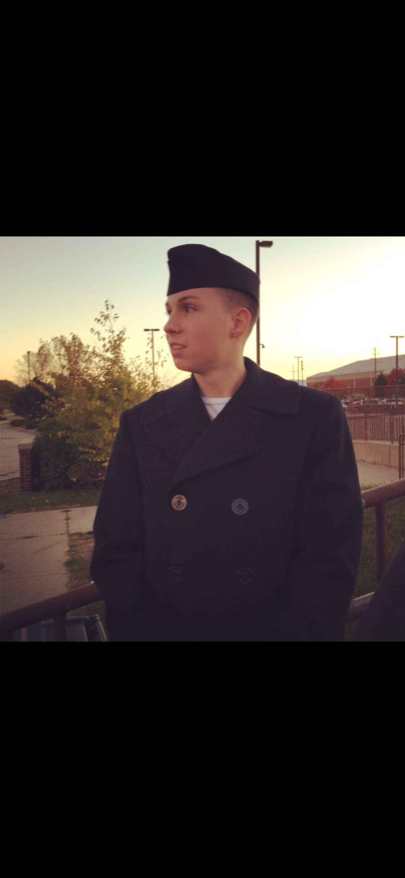 Stone in Navy peacoat