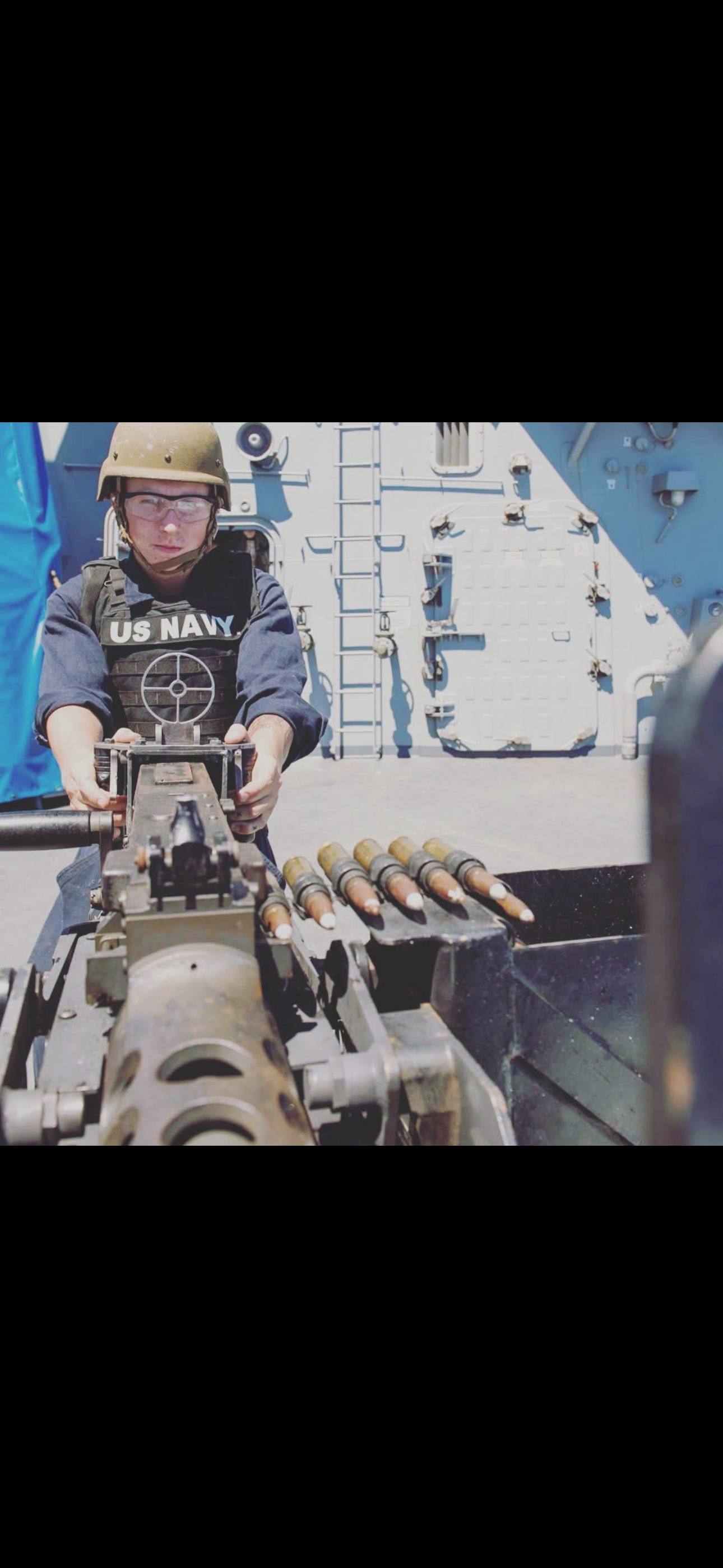 Stone on deck with Navy equipment