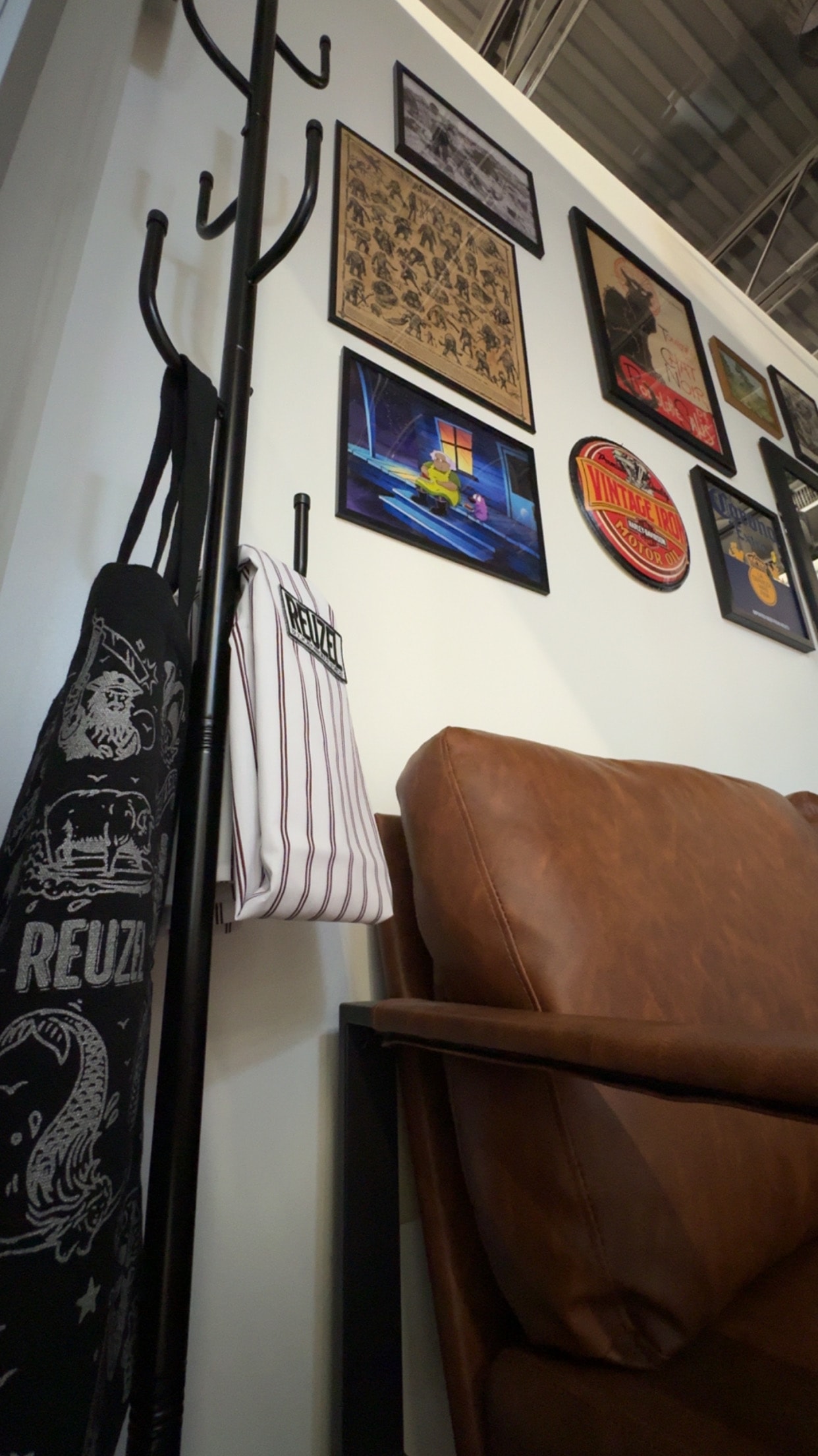 Coat rack and shop decor at Pat's Parlor